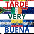 Imagem digital em formato vertical, com fundo branco e composição centralizada de bandeiras, textos e logotipos. Na parte superior, há uma faixa formada por quatro bandeiras dispostas lado a lado, representando Guiné-Bissau, Guiné Equatorial, Moçambique e Timor-Leste. Logo abaixo, em letras maiúsculas e vermelhas, está escrita a palavra “TARDE”. Na sequência, há uma segunda faixa de bandeiras: África do Sul, Nigéria, Irlanda e Nova Zelândia. Abaixo delas, aparece a palavra “VERY”, escrita em letras maiúsculas na cor verde-escura. Em seguida, há uma terceira faixa com três bandeiras: El Salvador, Equador e Honduras. Abaixo dessa faixa, em letras maiúsculas azuis, está escrita a palavra “BUENA”. Na parte inferior da imagem, sobre um fundo preto, está o logotipo do Instituto Federal Catarinense – Campus São Francisco do Sul, acompanhado do texto: “24 de outubro 13:30 – 17:00 Auditório do Campus”